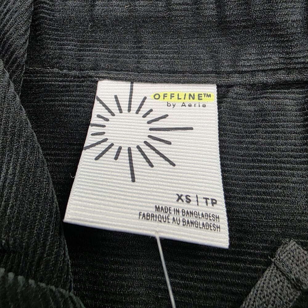 Offline Aerie Shacket Womens XS Black Gray Corduroy 1/2 Zip Utility Oversized - Picture 3 of 16